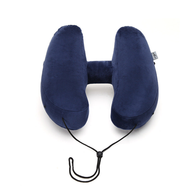 Hooded Travel Pillow H Shaped Inflatable Neck Pillow Folding Lightweight Nap Car Seat Office Airplane Sleeping Cushion Pillows