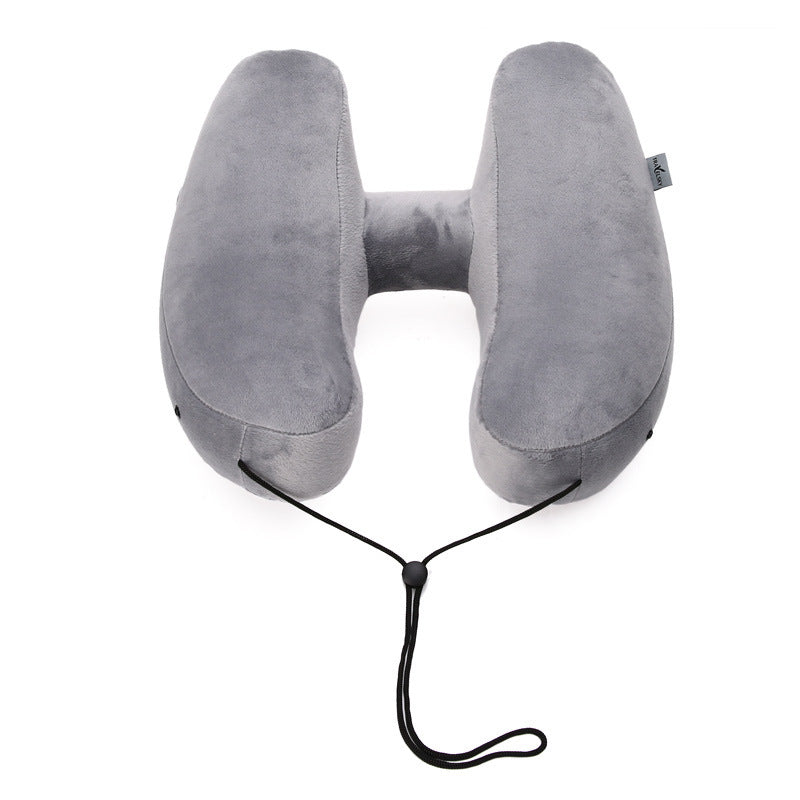 Hooded Travel Pillow H Shaped Inflatable Neck Pillow Folding Lightweight Nap Car Seat Office Airplane Sleeping Cushion Pillows