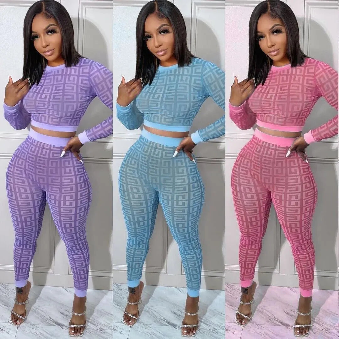 Two-Piece Printed Casual Legging Set