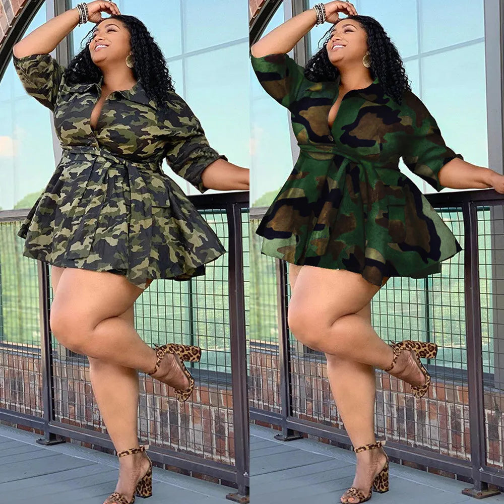 Camo Chic Half Sleeve Mini Dress