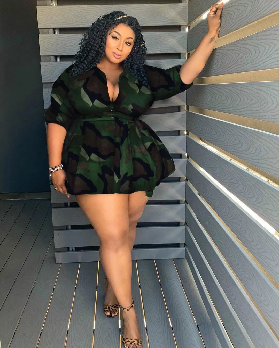 Camo Chic Half Sleeve Mini Dress