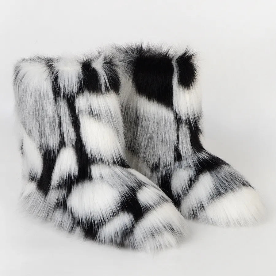 Furry Mid Calf Boots