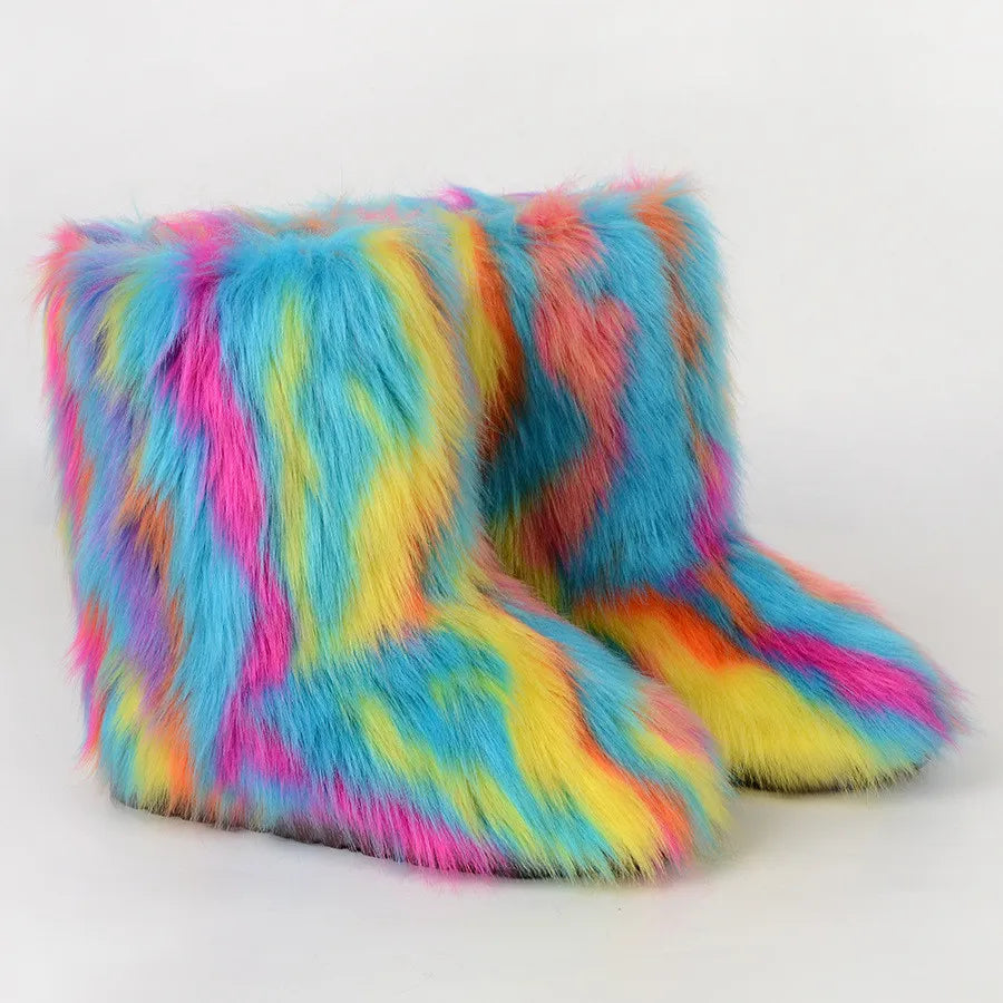 Furry Mid Calf Boots