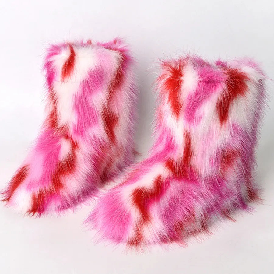 Furry Mid Calf Boots