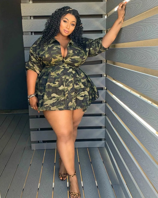 Camo Chic Half Sleeve Mini Dress