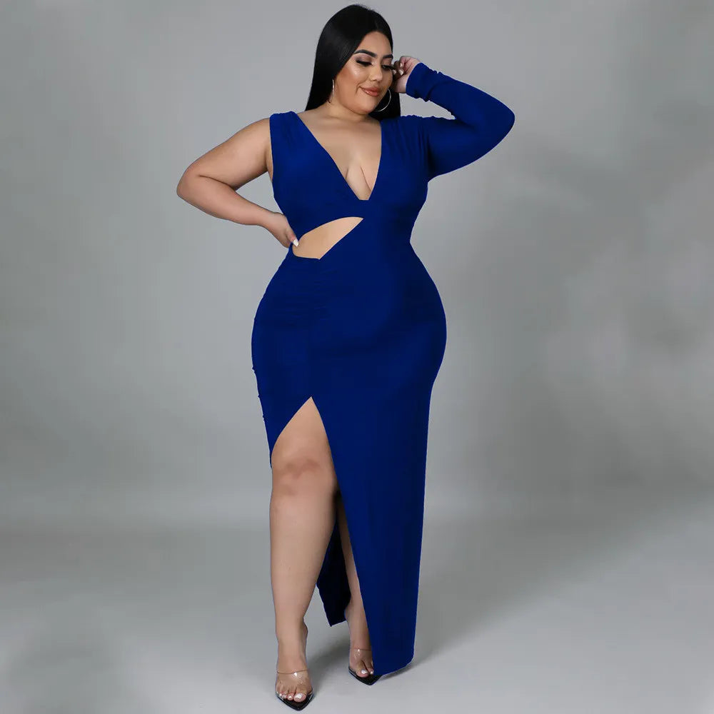 Plus-Size One-Shoulder Maxi Dress