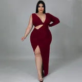 Plus-Size One-Shoulder Maxi Dress