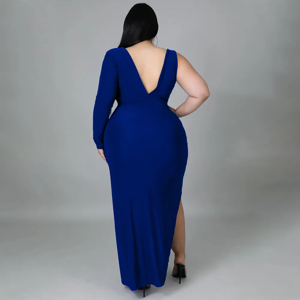 Plus-Size One-Shoulder Maxi Dress