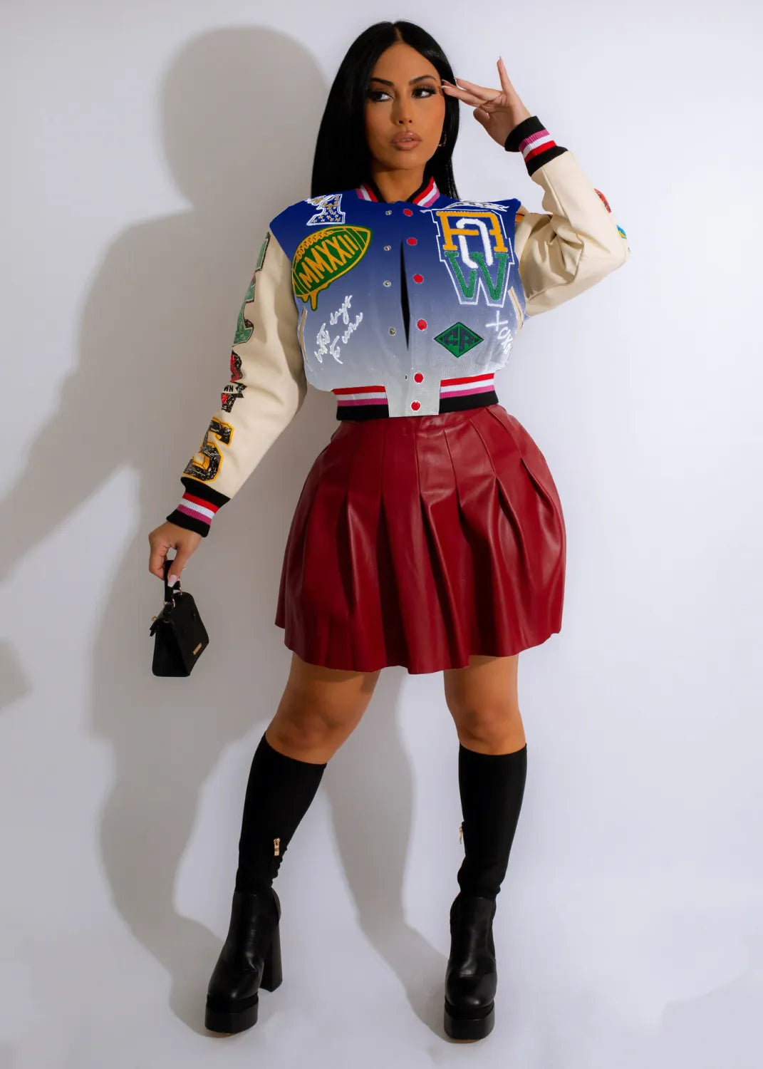 Plus Rib Colorblock Baseball Jacket