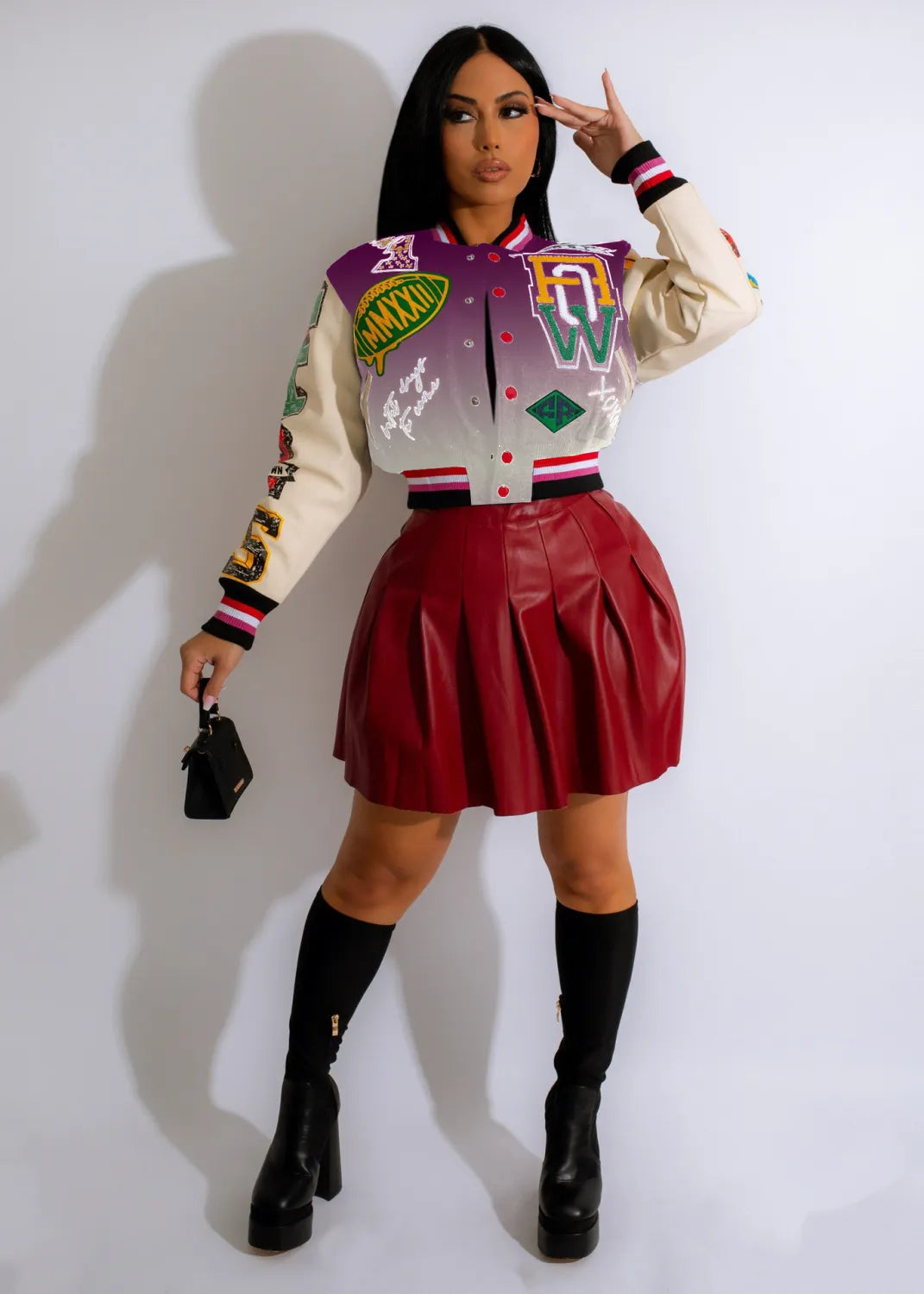 Plus Rib Colorblock Baseball Jacket