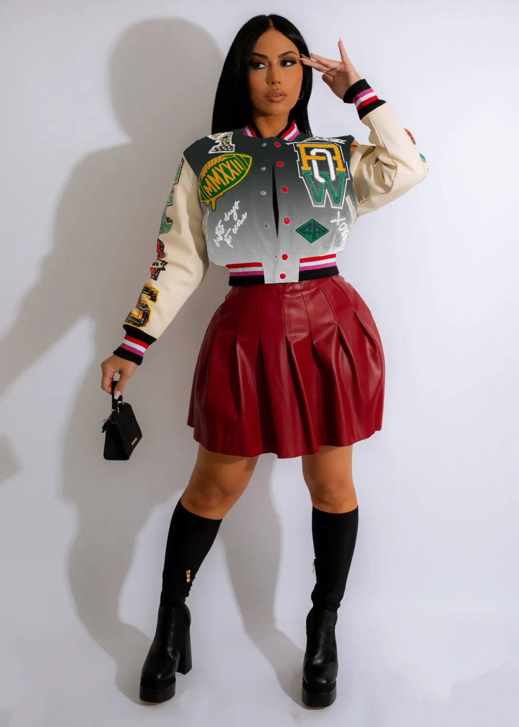 Plus Rib Colorblock Baseball Jacket