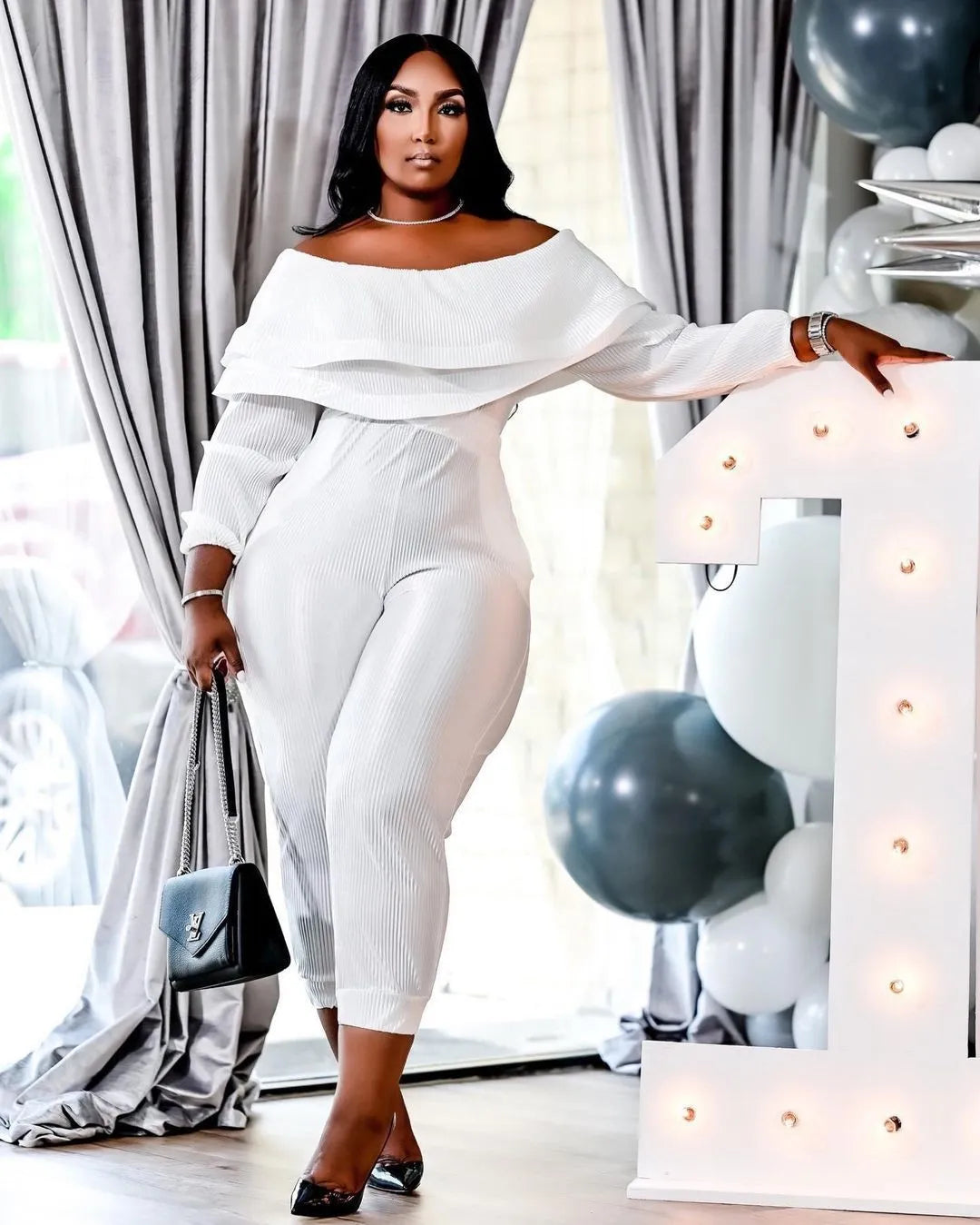 Plus Size Solid Ruffle Jumpsuit