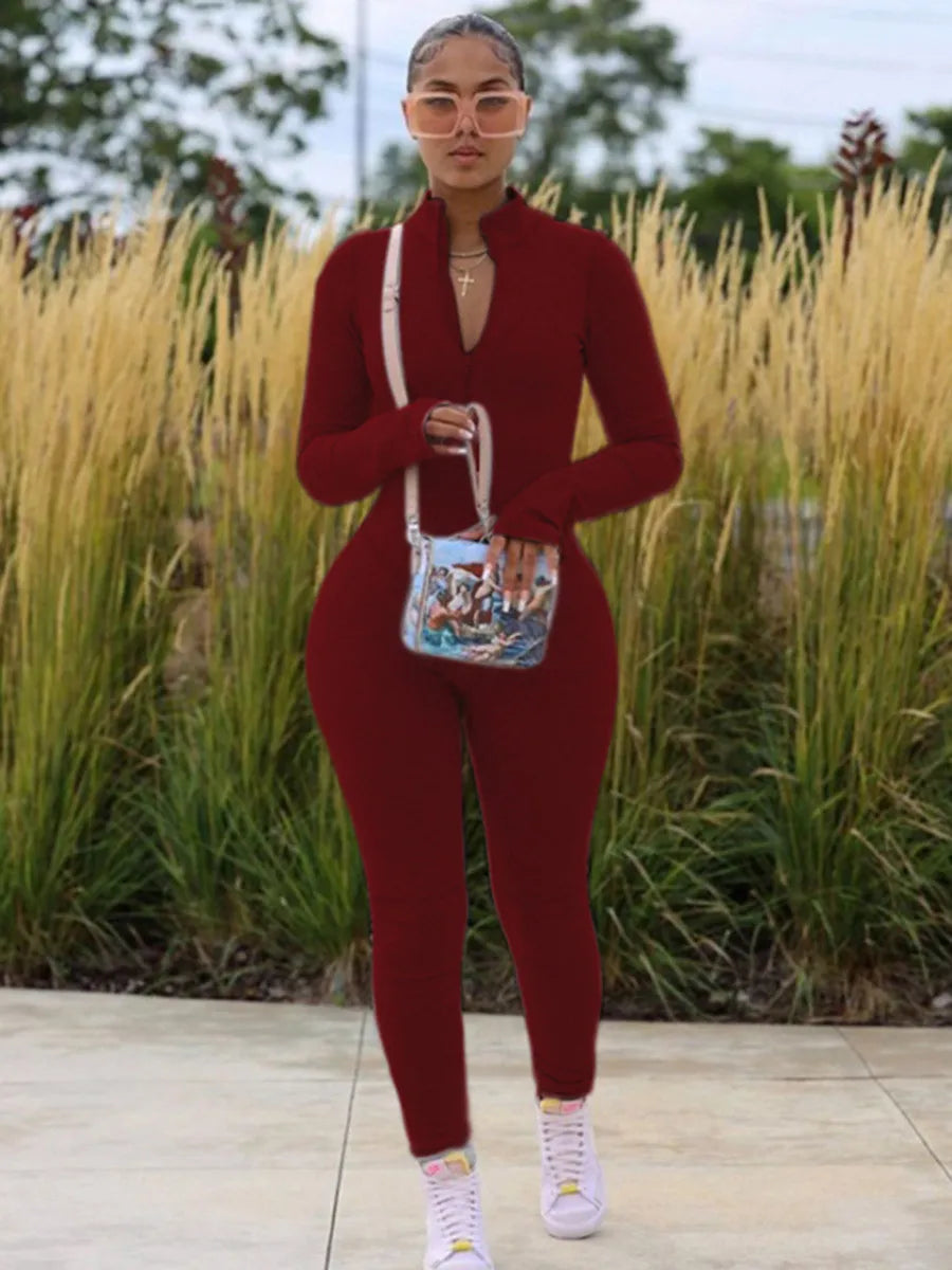 Casual Zipper Front Jumpsuit